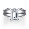 Robin - 14K White Gold Emerald Cut Diamond Engagement Ring - 0.1 ct