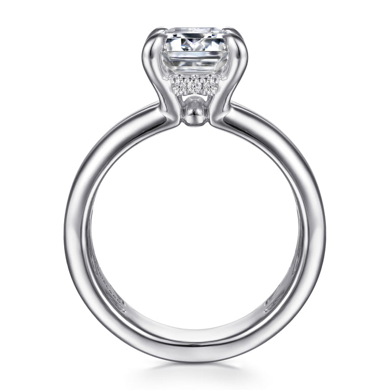 Robin - 14K White Gold Emerald Cut Diamond Engagement Ring - 0.1 ct - Shot 2