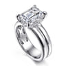 Robin - 14K White Gold Emerald Cut Diamond Engagement Ring - 0.1 ct