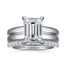 Robin - 14K White Gold Emerald Cut Diamond Engagement Ring - 0.1 ct