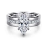 Adley - 14K White Gold Wide Band Marquise Shape Diamond Engagement Ring - 0.6 ct