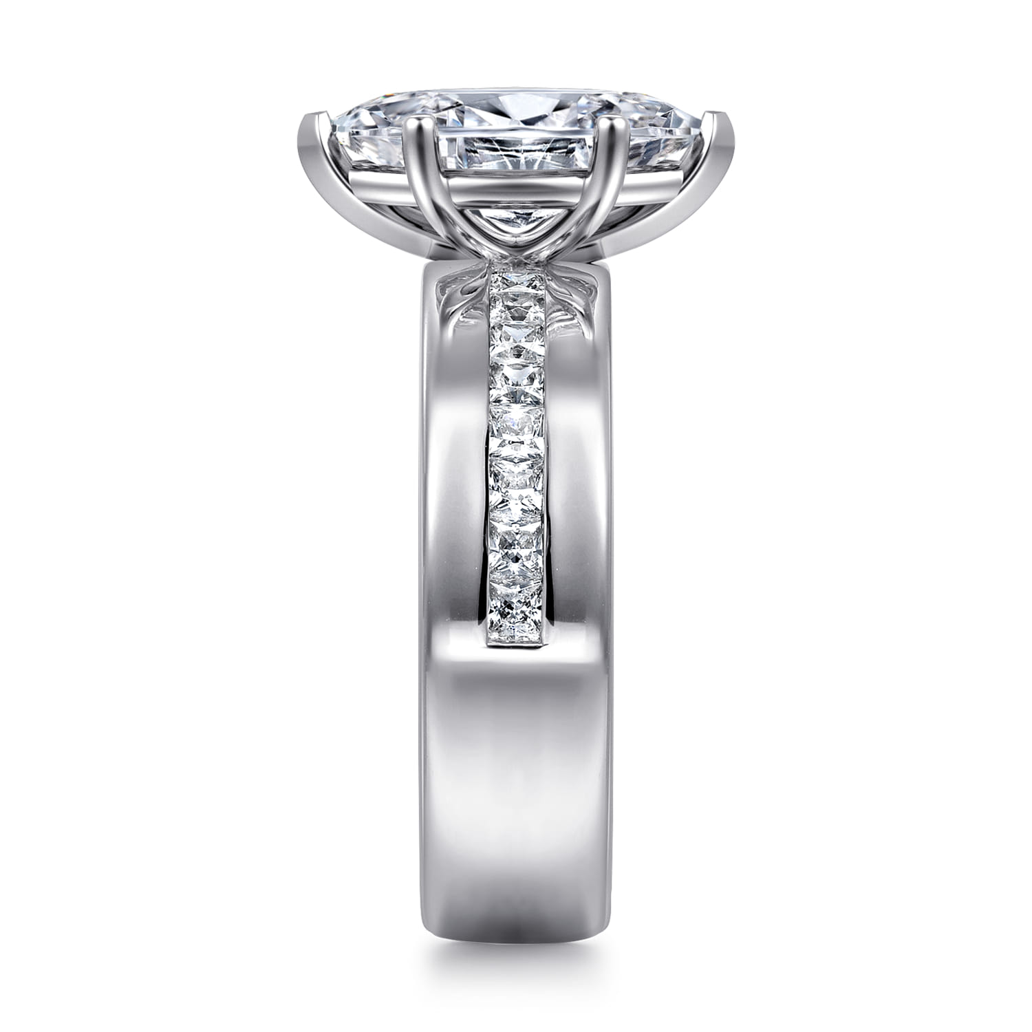 Adley - 14K White Gold Wide Band Marquise Shape Diamond Engagement Ring - 0.6 ct - Shot 4