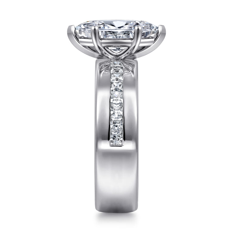 Adley - 14K White Gold Wide Band Marquise Shape Diamond Engagement Ring - 0.6 ct - Shot 4