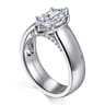 Elza - 14K White Gold Bezel Prong Wide Band Marquise Diamond Engagement Ring - 0.14 ct