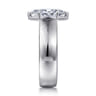 Elza - 14K White Gold Bezel Prong Wide Band Marquise Diamond Engagement Ring - 0.14 ct