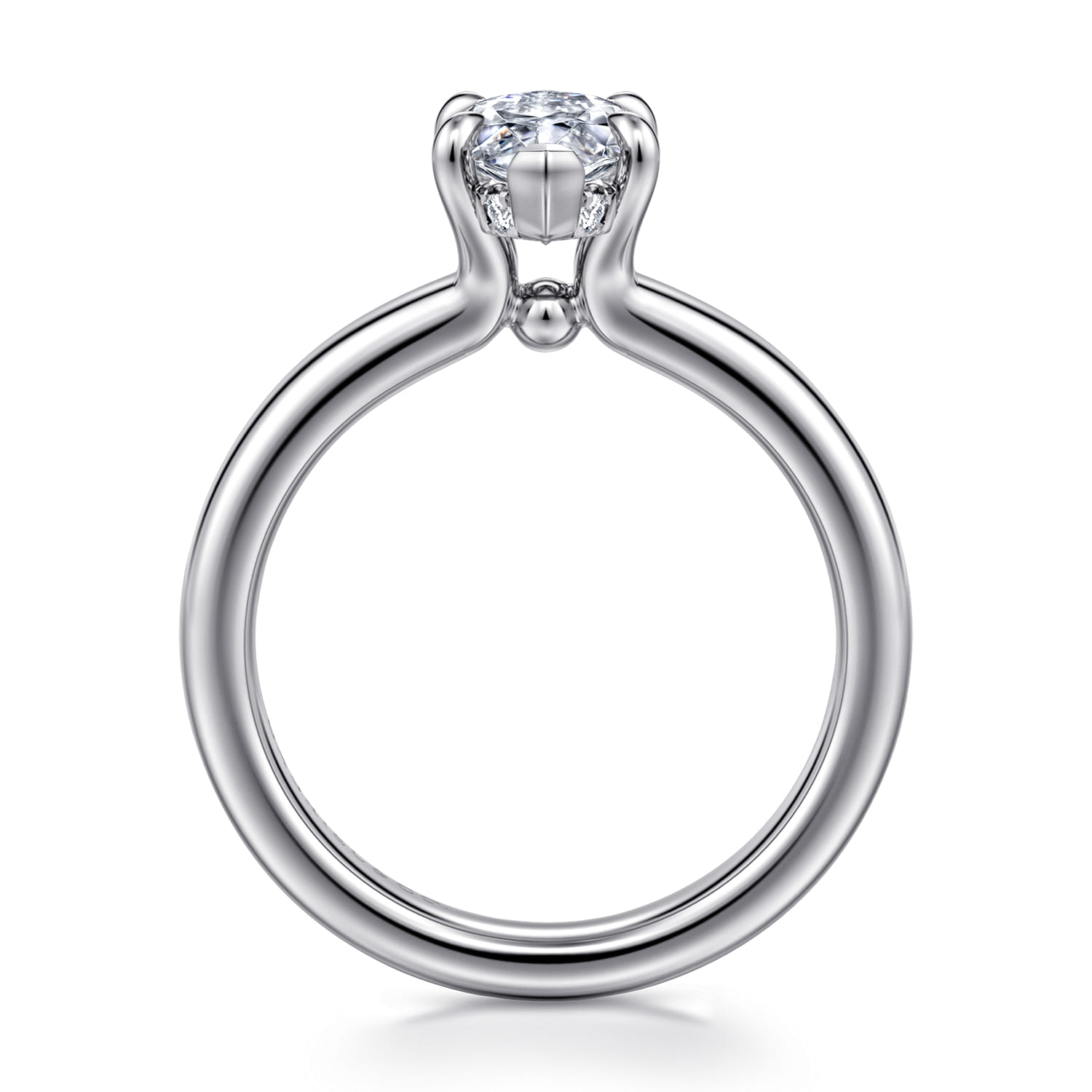 Neema - 14K White Gold Marquise Shape Diamond Engagement Ring - 0.05 ct - Shot 2