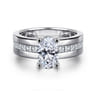 Adley - 14K White Gold Wide Band Oval Diamond Engagement Ring - 0.6 ct
