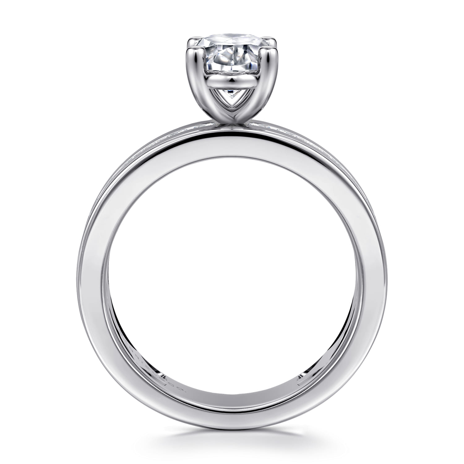 Adley - 14K White Gold Wide Band Oval Diamond Engagement Ring - 0.6 ct - Shot 2