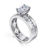 Adley - 14K White Gold Wide Band Oval Diamond Engagement Ring - 0.6 ct