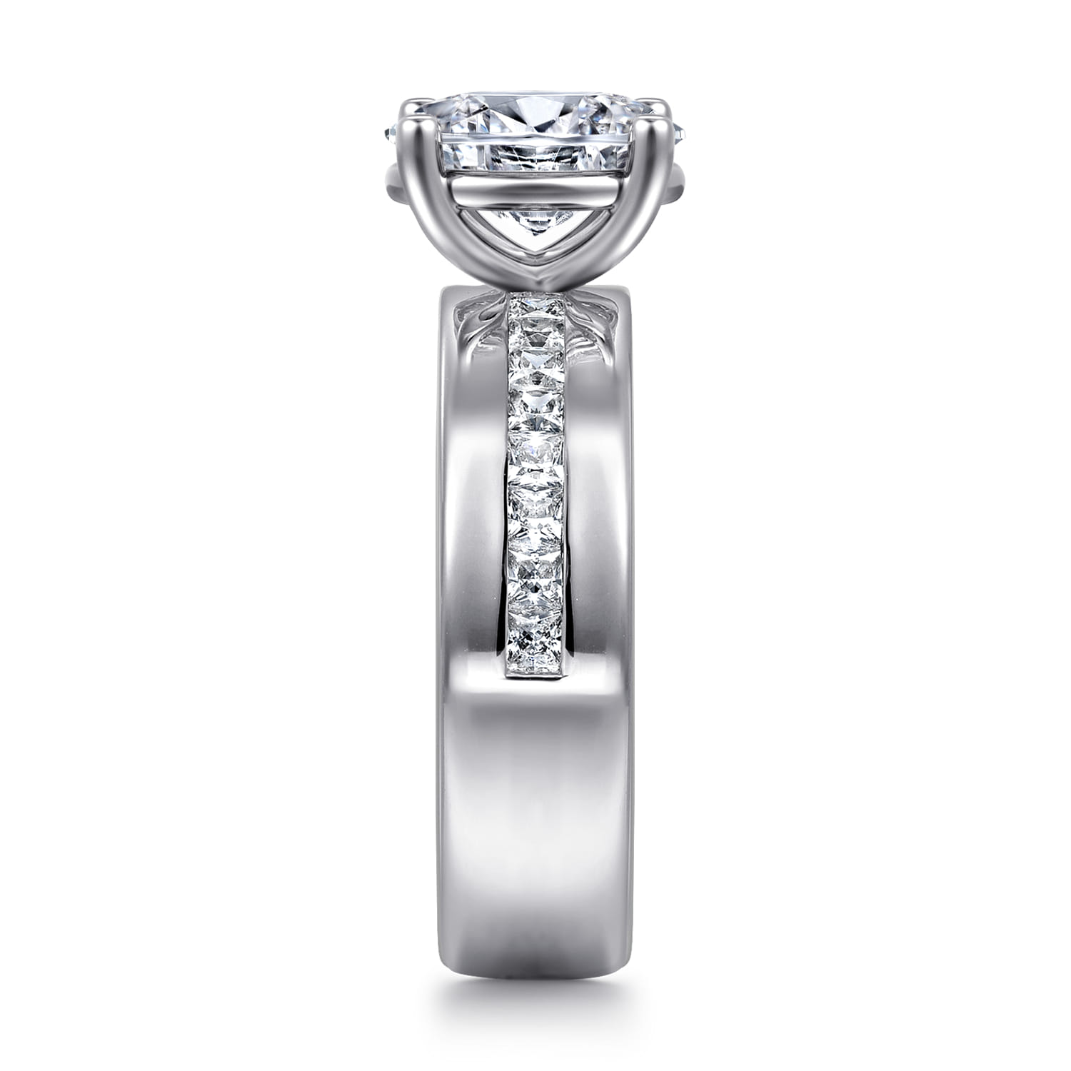 Adley - 14K White Gold Wide Band Oval Diamond Engagement Ring - 0.6 ct - Shot 4