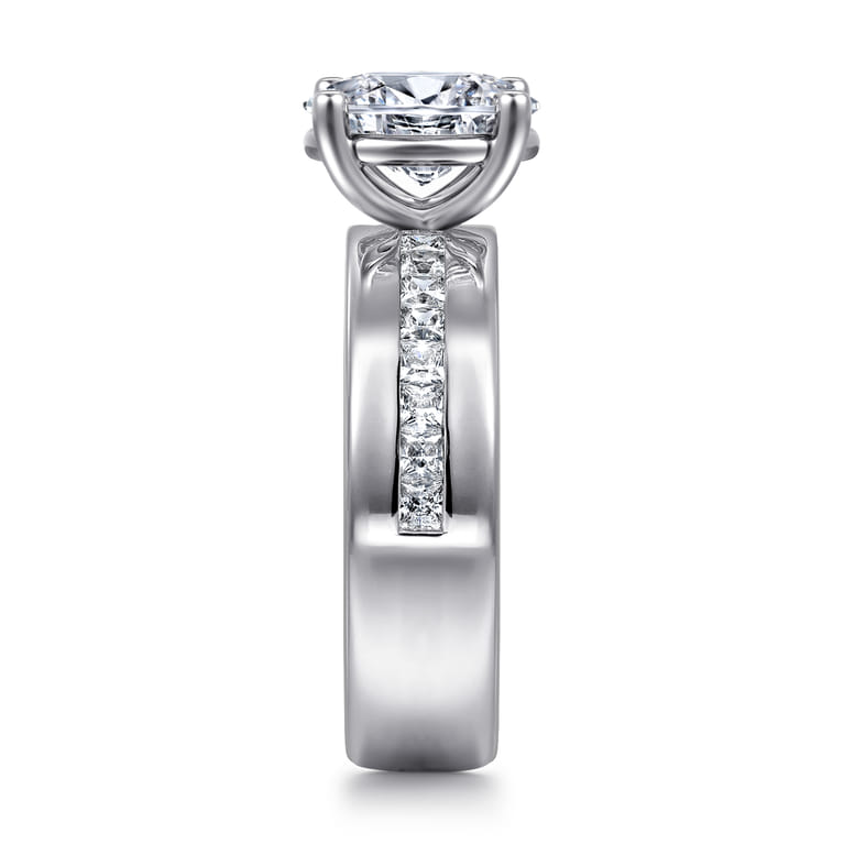 Adley - 14K White Gold Wide Band Oval Diamond Engagement Ring - 0.6 ct - Shot 4
