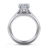 Feah - 14K White Gold Wide Band Oval Diamond Engagement Ring - 0.4 ct
