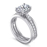 Feah - 14K White Gold Wide Band Oval Diamond Engagement Ring - 0.4 ct