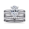 Feah - 14K White Gold Wide Band Oval Diamond Engagement Ring - 0.4 ct