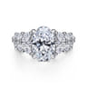 Cayte - 14K White Gold Floral Oval Diamond Engagement Ring - 1.95 ct