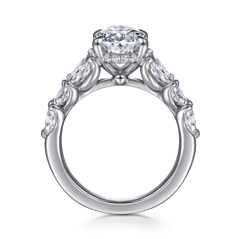 Cayte - 14K White Gold Floral Oval Diamond Engagement Ring - 1.95 ct - Shot 2