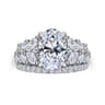 Cayte - 14K White Gold Floral Oval Diamond Engagement Ring - 1.95 ct