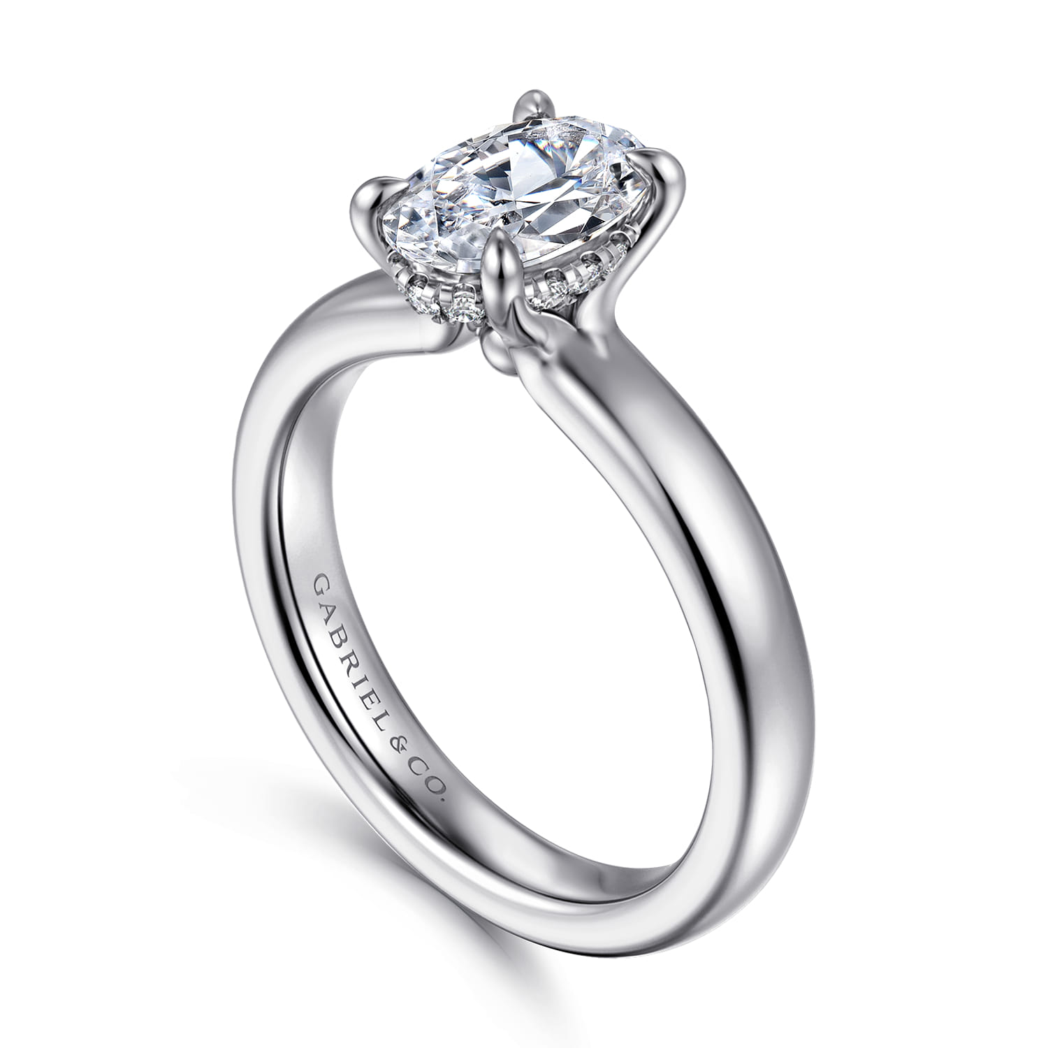 Neema - 14K White Gold Oval Diamond Engagement Ring - 0.07 ct - Shot 3
