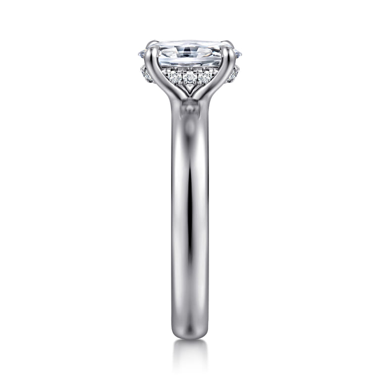Neema - 14K White Gold Oval Diamond Engagement Ring - 0.07 ct - Shot 4