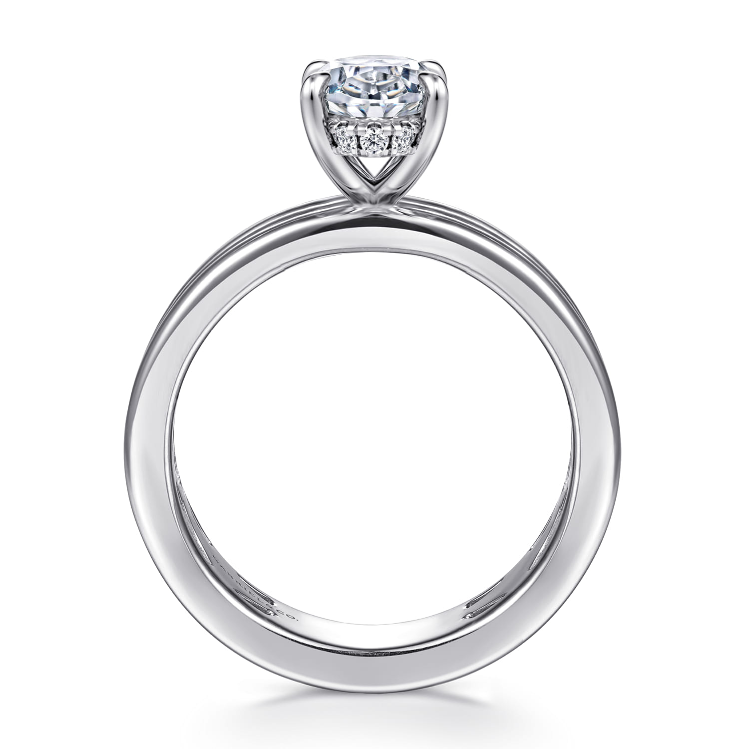 Sela - 14K White Gold Oval Diamond Engagement Ring - 0.07 ct - Shot 2