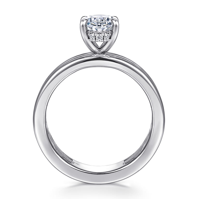 Sela - 14K White Gold Oval Diamond Engagement Ring - 0.07 ct - Shot 2