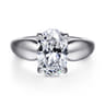 Raven - 14K White Gold Oval Diamond Engagement Ring - 0.11 ct