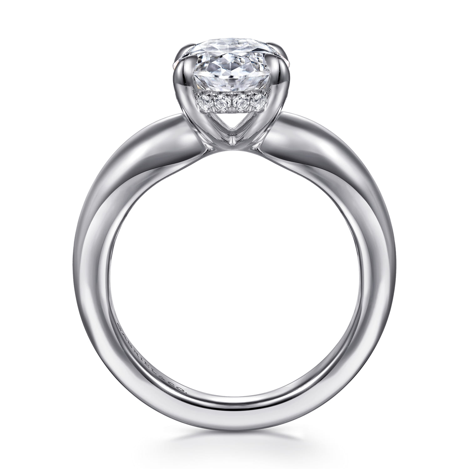 Raven - 14K White Gold Oval Diamond Engagement Ring - 0.11 ct - Shot 2