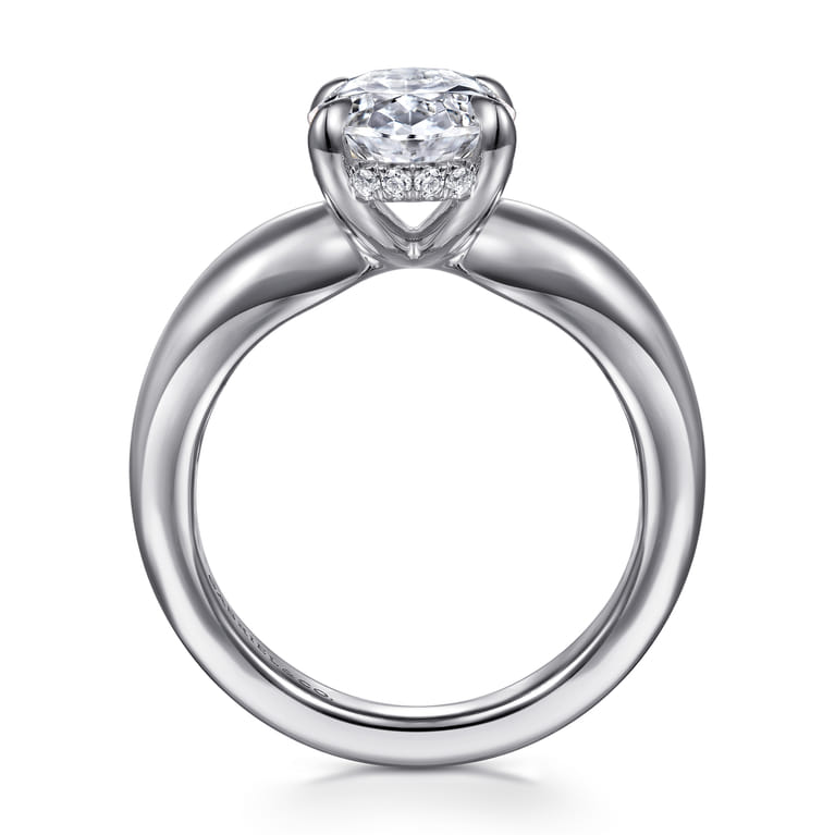 Raven - 14K White Gold Oval Diamond Engagement Ring - 0.11 ct - Shot 2