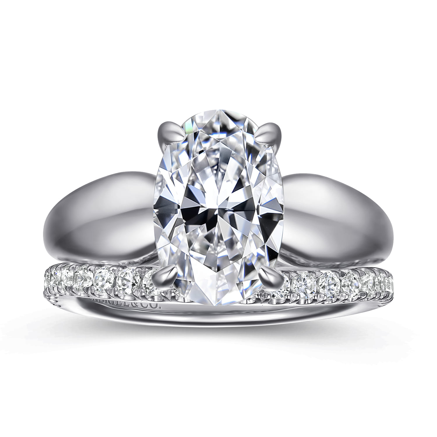 Raven - 14K White Gold Oval Diamond Engagement Ring - 0.11 ct - Shot 4