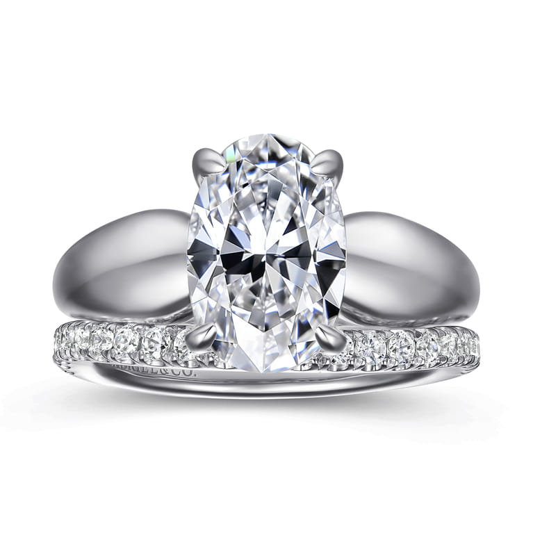 Raven - 14K White Gold Oval Diamond Engagement Ring - 0.11 ct - Shot 4