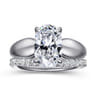 Raven - 14K White Gold Oval Diamond Engagement Ring - 0.11 ct