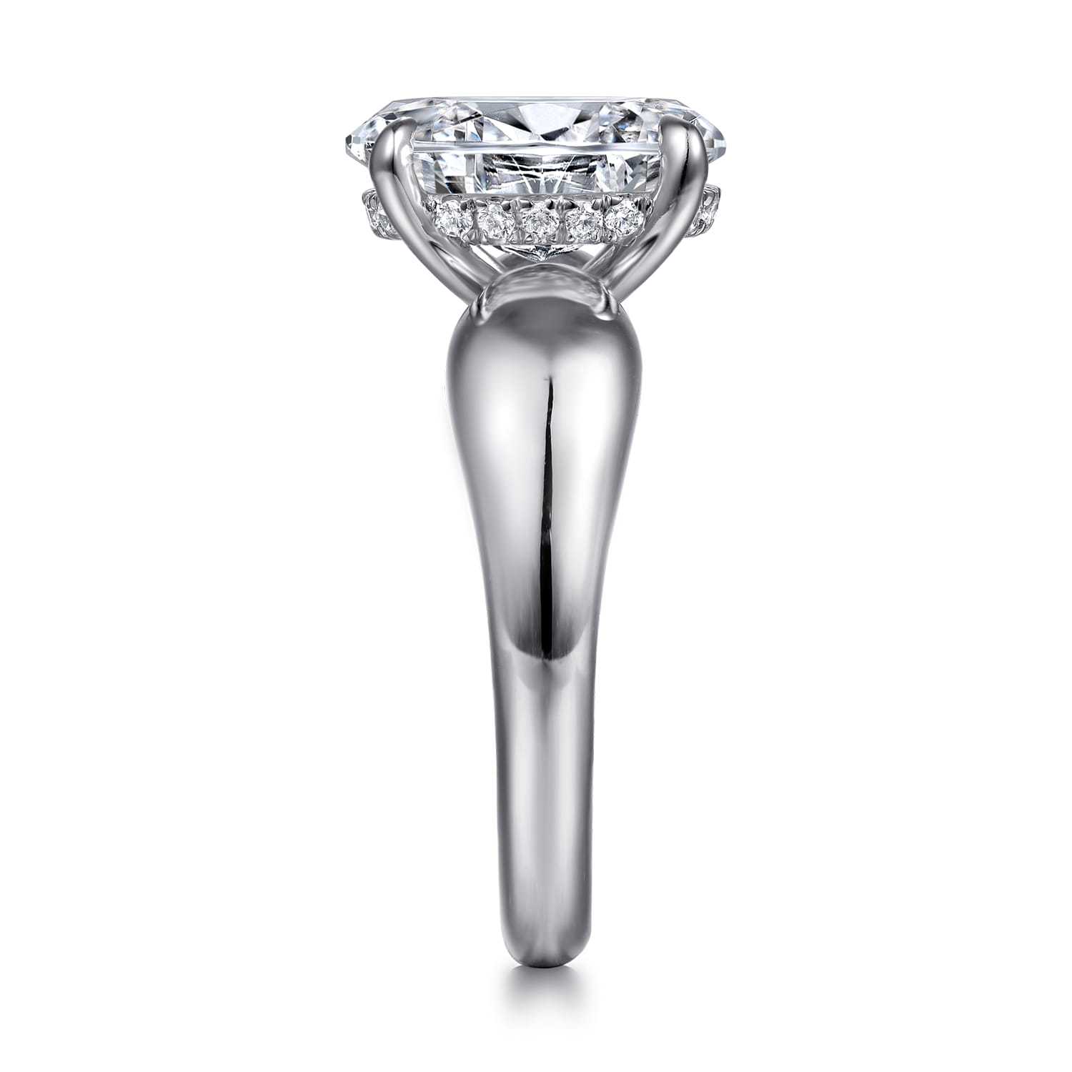 Raven - 14K White Gold Oval Diamond Engagement Ring - 0.11 ct - Shot 5