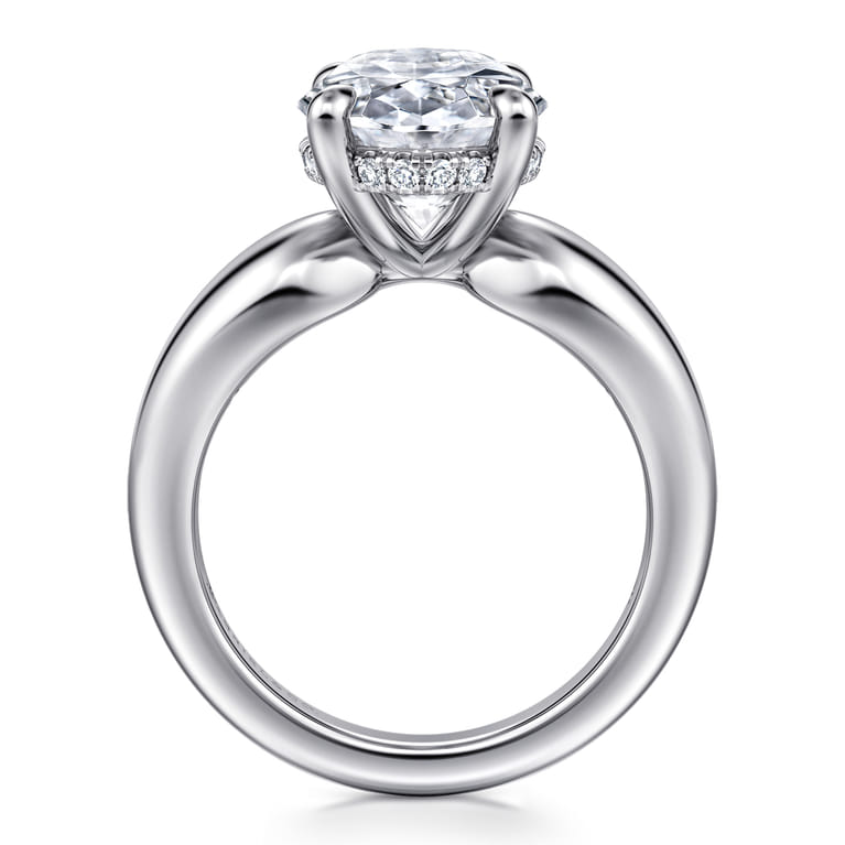 Raven - 14K White Gold Oval Diamond Engagement Ring - 0.12 ct - Shot 2