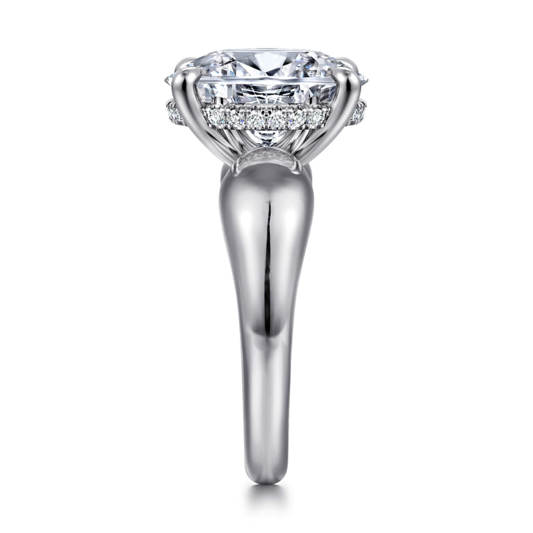 Raven - 14K White Gold Oval Diamond Engagement Ring - 0.12 ct - Shot 4