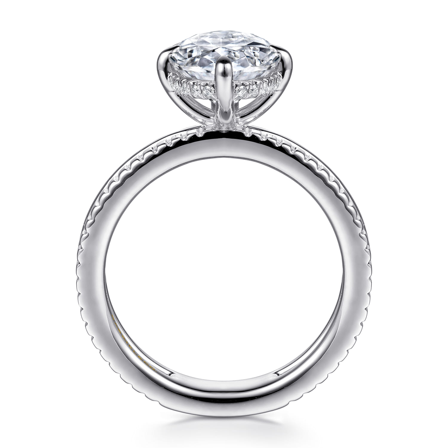 Fabie - 14K White Gold Compass Prong Oval Diamond Engagement Ring - 0.08 ct - Shot 2