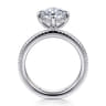 Fabie - 14K White Gold Compass Prong Oval Diamond Engagement Ring - 0.08 ct
