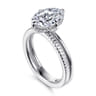 Fabie - 14K White Gold Compass Prong Oval Diamond Engagement Ring - 0.08 ct
