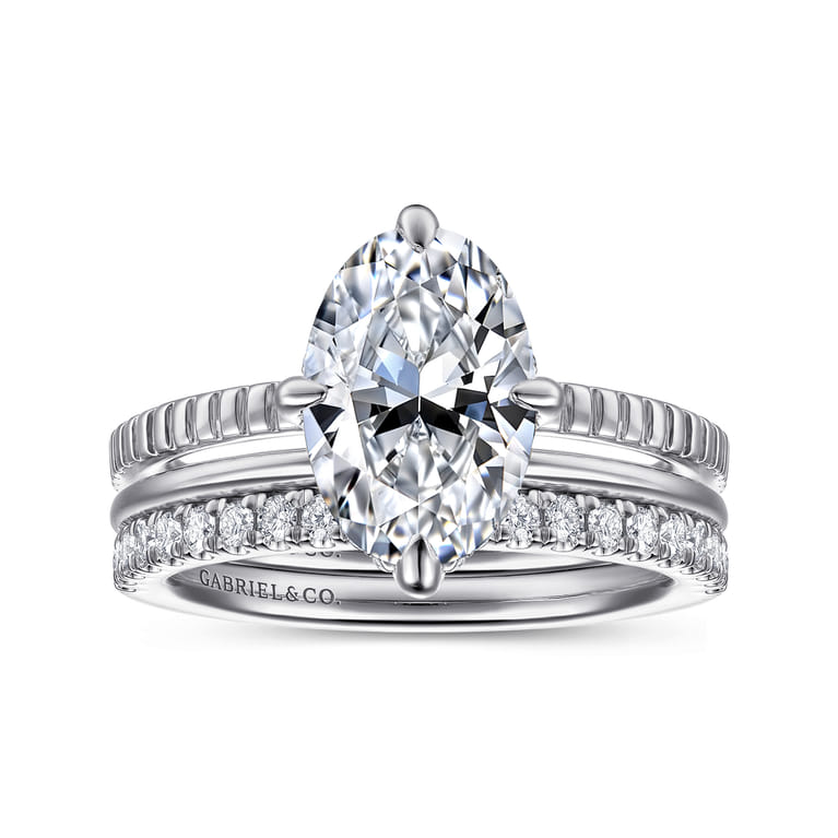 Fabie - 14K White Gold Compass Prong Oval Diamond Engagement Ring - 0.08 ct - Shot 4