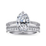 Fabie - 14K White Gold Compass Prong Oval Diamond Engagement Ring - 0.08 ct
