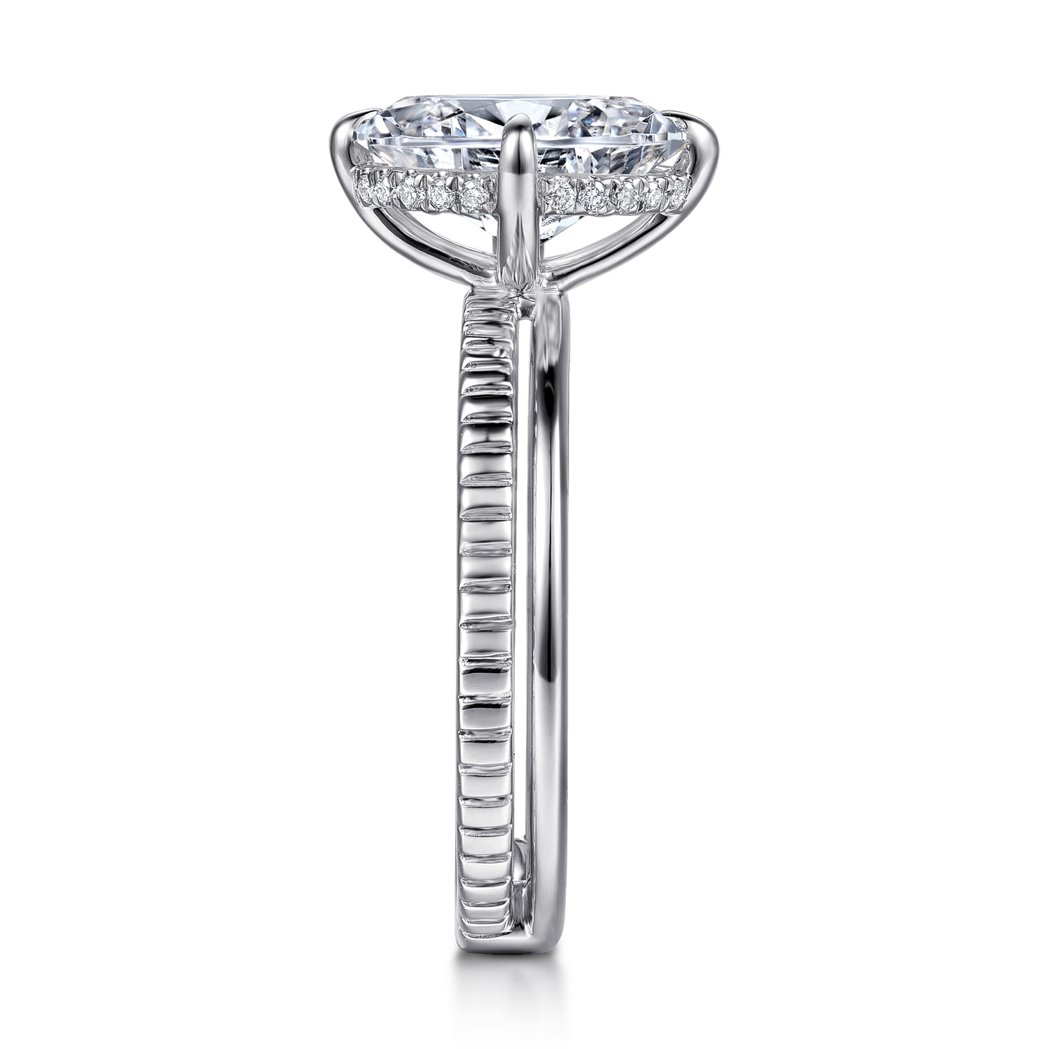 Fabie - 14K White Gold Compass Prong Oval Diamond Engagement Ring - 0.08 ct - Shot 5
