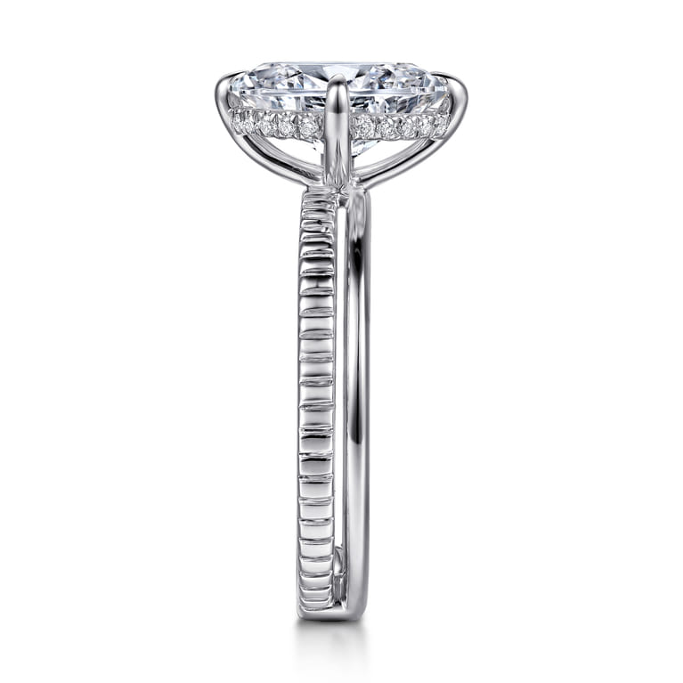 Fabie - 14K White Gold Compass Prong Oval Diamond Engagement Ring - 0.08 ct - Shot 5