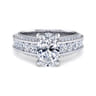 Rebecca - Vintage Inspired 14K White Gold Wide Band Oval Diamond Channel Set Engagement Ring - 1.28 ct