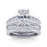 Rebecca - Vintage Inspired 14K White Gold Wide Band Oval Diamond Channel Set Engagement Ring - 1.28 ct