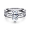 Adley - 14K White Gold Wide Band Pear Shape Diamond Engagement Ring - 0.6 ct