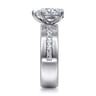 Adley - 14K White Gold Wide Band Pear Shape Diamond Engagement Ring - 0.6 ct