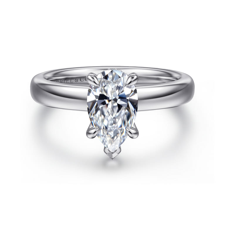 Neema - 14K White Gold Pear Shape Diamond Engagement Ring - 0.06 ct - Shot 1