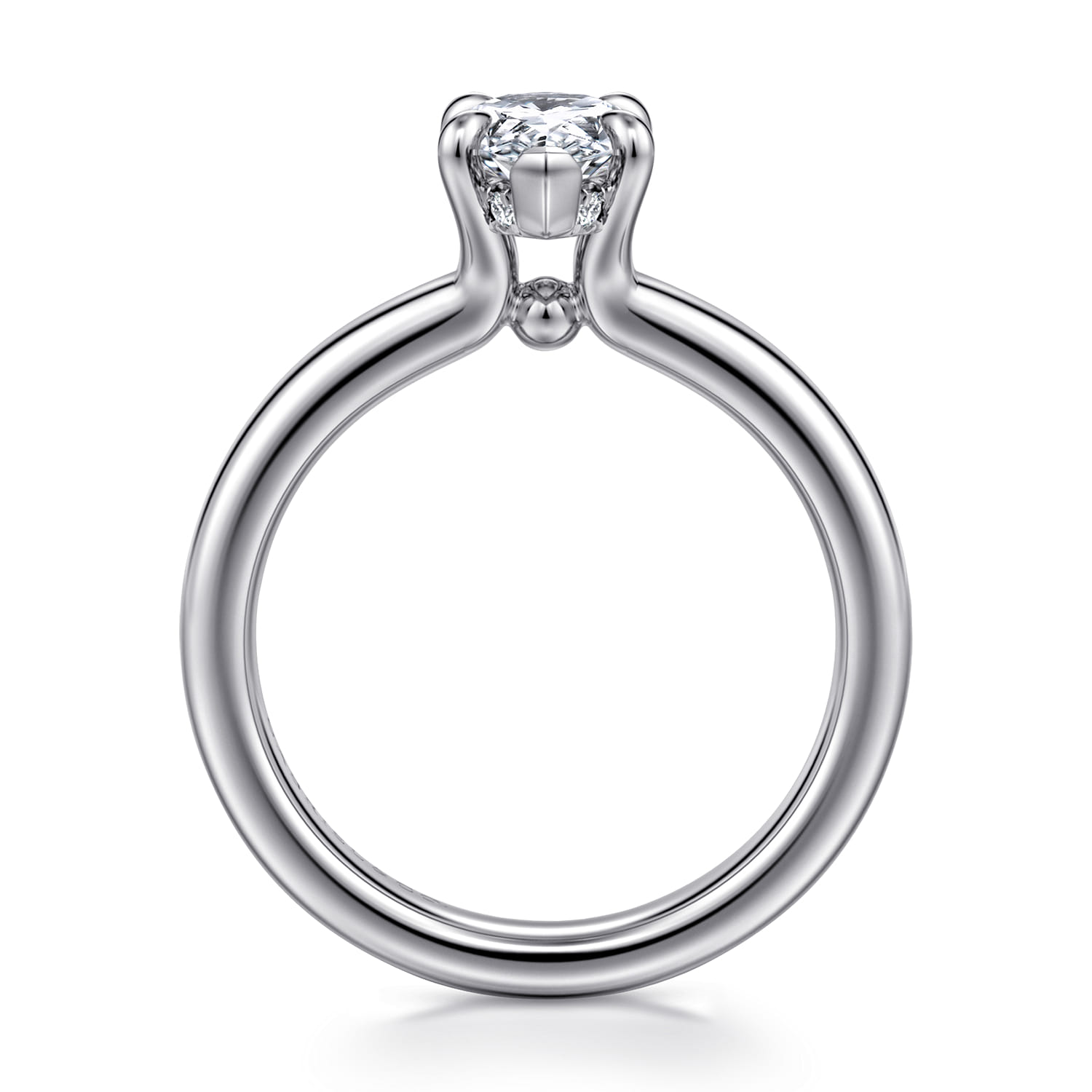 Neema - 14K White Gold Pear Shape Diamond Engagement Ring - 0.06 ct - Shot 2