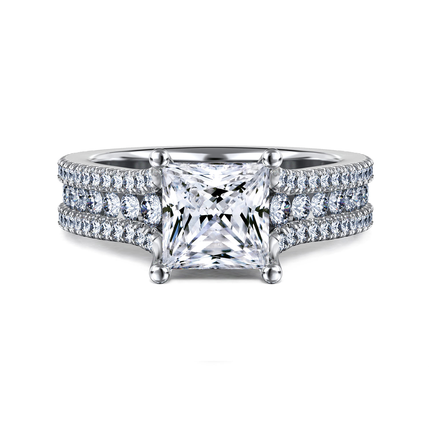 Carver - 14K White Gold Princess Cut Diamond Channel Set Engagement Ring - 0.85 ct - Shot 1