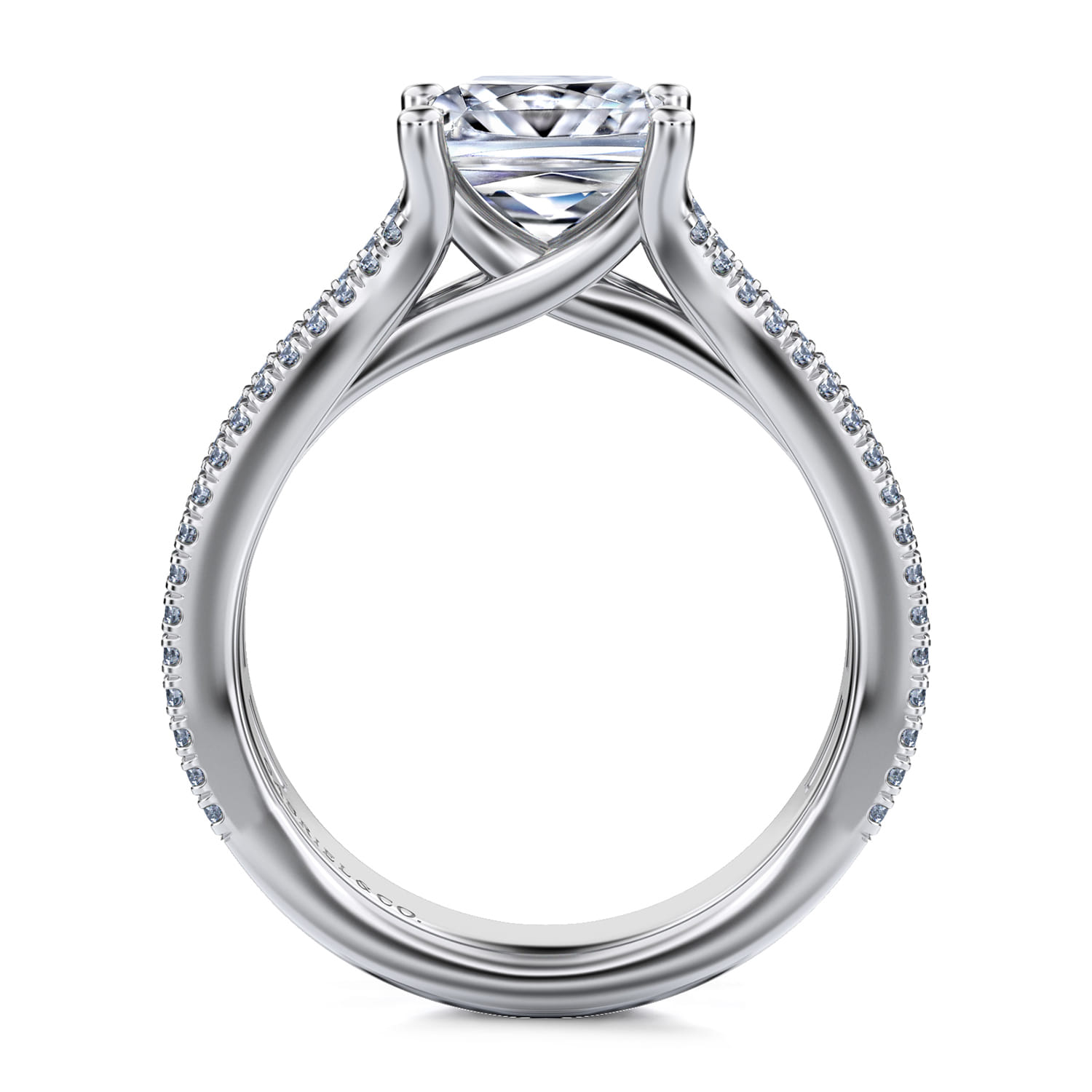 Carver - 14K White Gold Princess Cut Diamond Channel Set Engagement Ring - 0.85 ct - Shot 2