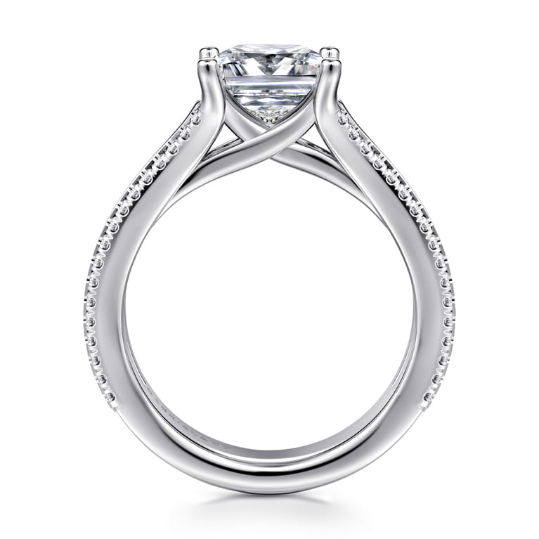 Carver - 14K White Gold Princess Cut Diamond Channel Set Engagement Ring - 0.85 ct - Shot 2